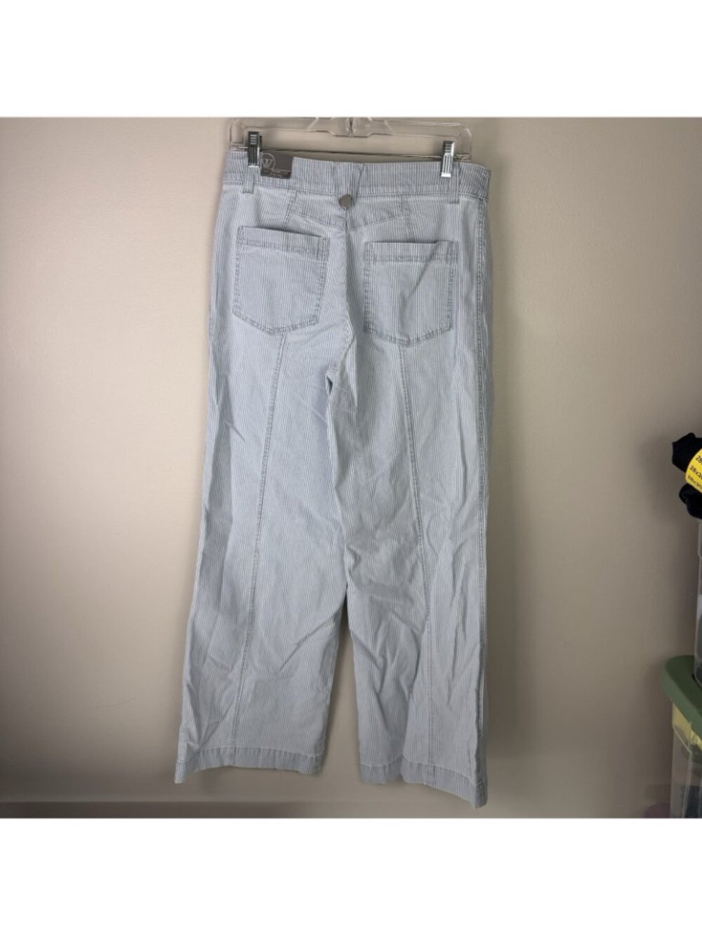 Wit & Wisdom Skyrise Wide Leg Pants Womens Size 6 Blue Pinstripe NWT Trouser - Picture 8 of 8
